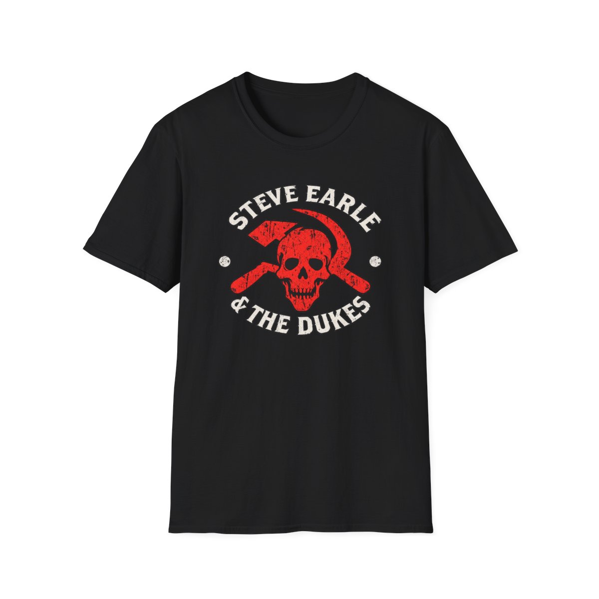 Steve Earle The Dukes Skull and Crossbones T-Shirt | Steve Earle Merch - alternate angle 2, merchandise