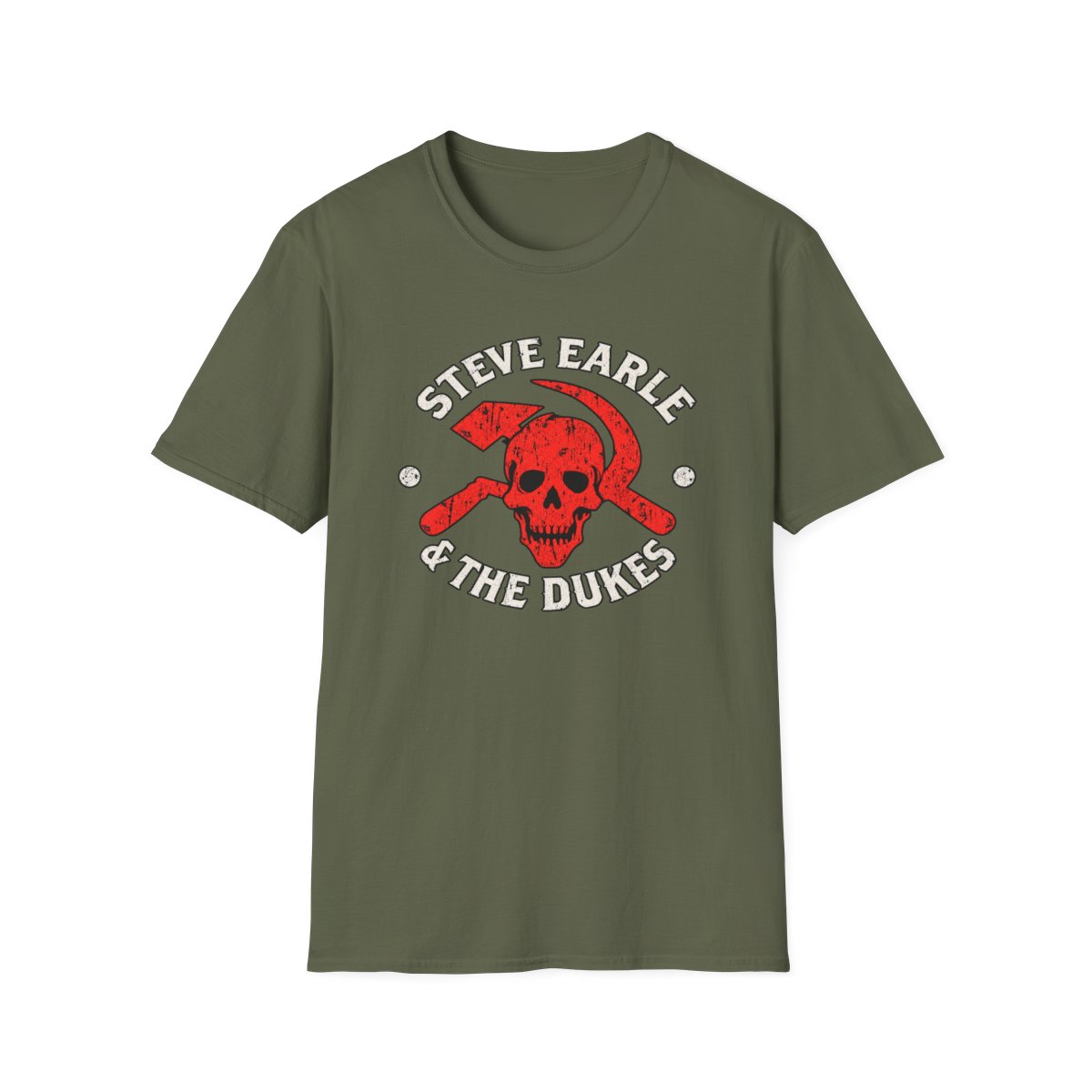 Steve Earle The Dukes Skull and Crossbones T-Shirt | Steve Earle Merch - alternate angle 3, merchandise